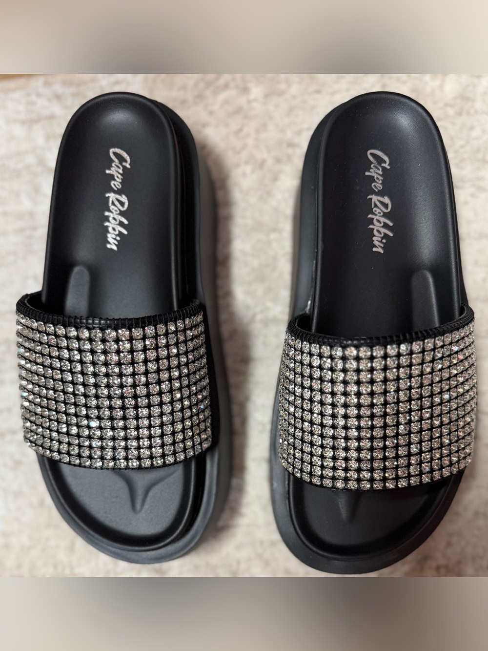 NEW! Cape Robbin Bisbee rhinestone flatform slides, Size 9 🤩